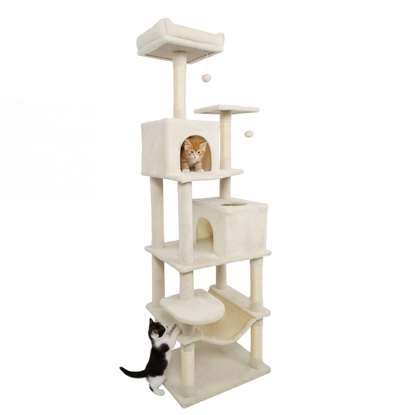 Multi-Level Cat Tree With Upholstered Perch, 2 Condos, Beige Cat Trees Condos & Scratchers at Gallery Canada