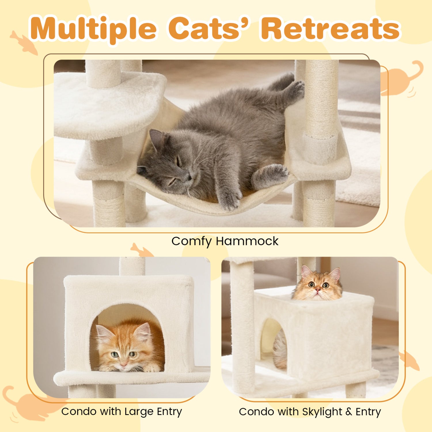 Multi-Level Cat Tree With Upholstered Perch, 2 Condos, Beige Cat Trees Condos & Scratchers at Gallery Canada
