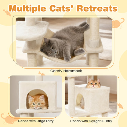 Multi-Level Cat Tree With Upholstered Perch, 2 Condos, Beige Cat Trees Condos & Scratchers at Gallery Canada