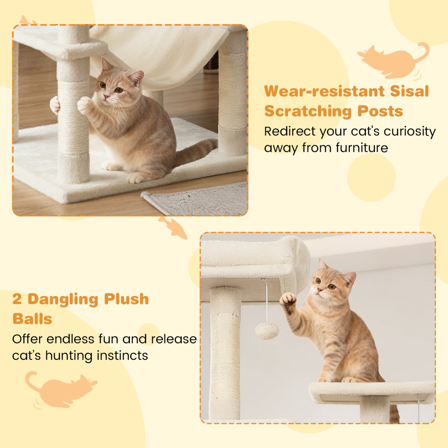Multi-Level Cat Tree With Upholstered Perch, 2 Condos, Beige Cat Trees Condos & Scratchers at Gallery Canada