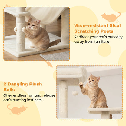 Multi-Level Cat Tree With Upholstered Perch, 2 Condos, Beige Cat Trees Condos & Scratchers at Gallery Canada