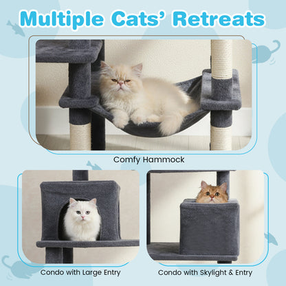 Modern Cat Tree, Multi-Level Tower With Upholstered Perch, 2 Condos, Dark Gray Cat Trees Condos & Scratchers at Gallery Canada