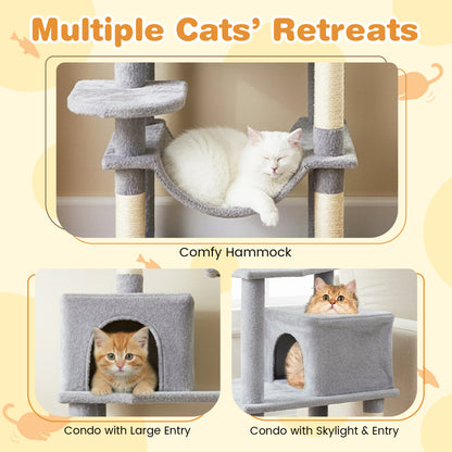 Multi-Level Cat Tree, Upholstered Perch, 2 Cat Condo, Gray Cat Trees Condos & Scratchers at Gallery Canada