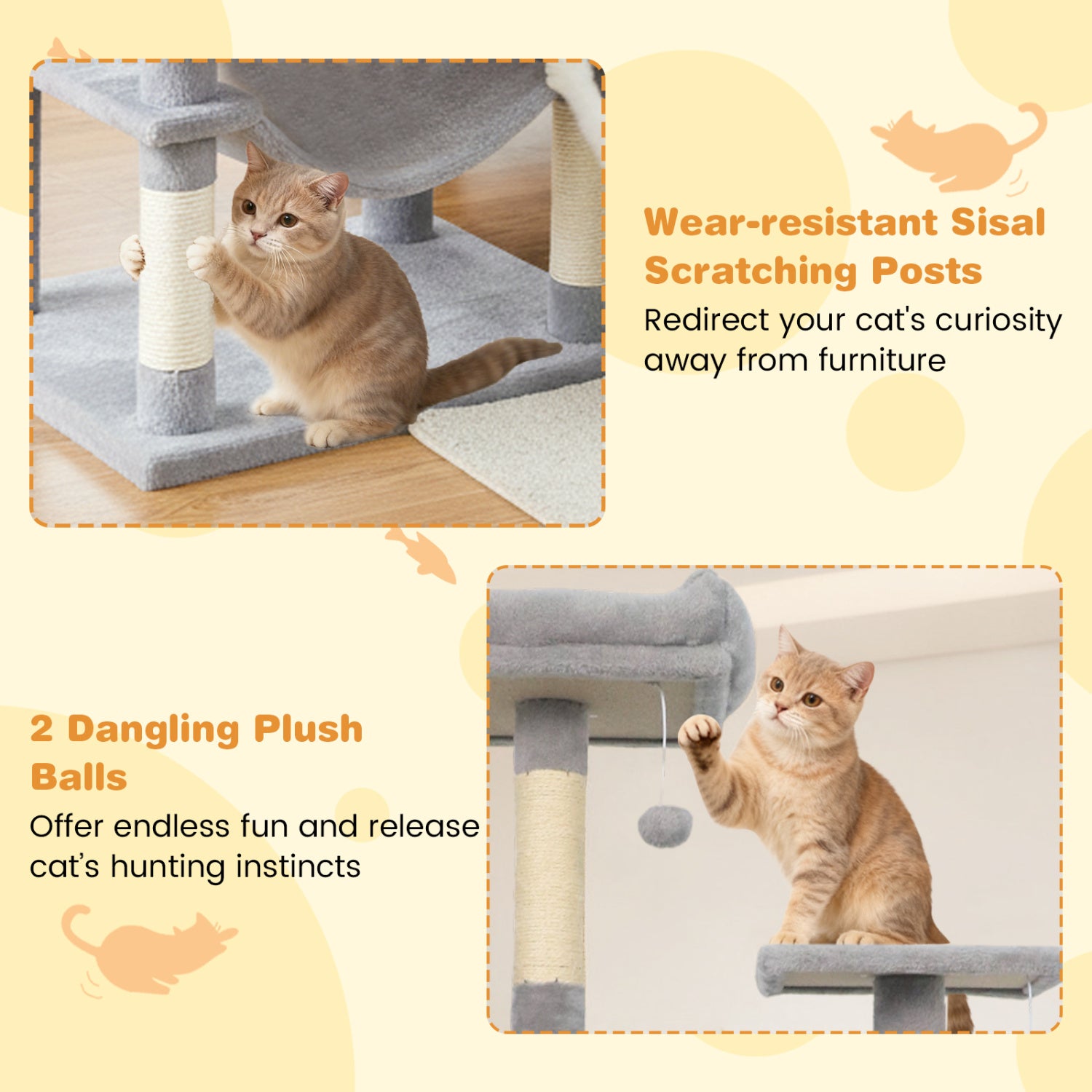 Multi-Level Cat Tree, Upholstered Perch, 2 Cat Condo, Gray Cat Trees Condos & Scratchers at Gallery Canada