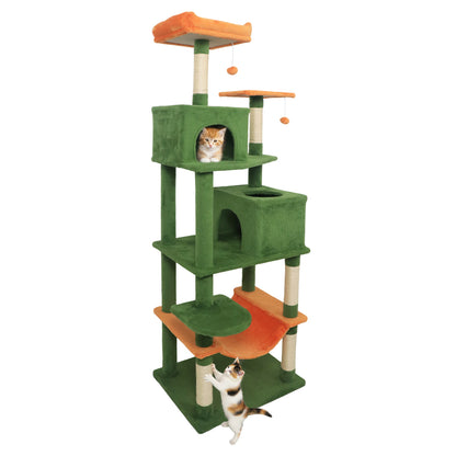 Multi-Level Cat Tree, Modern Cat Tower, Upholstered Perch, 2 Cat Condo, Green Cat Trees Condos & Scratchers at Gallery Canada