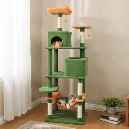 Multi-Level Cat Tree, Modern Cat Tower, Upholstered Perch, 2 Cat Condo, Green Cat Trees Condos & Scratchers at Gallery Canada
