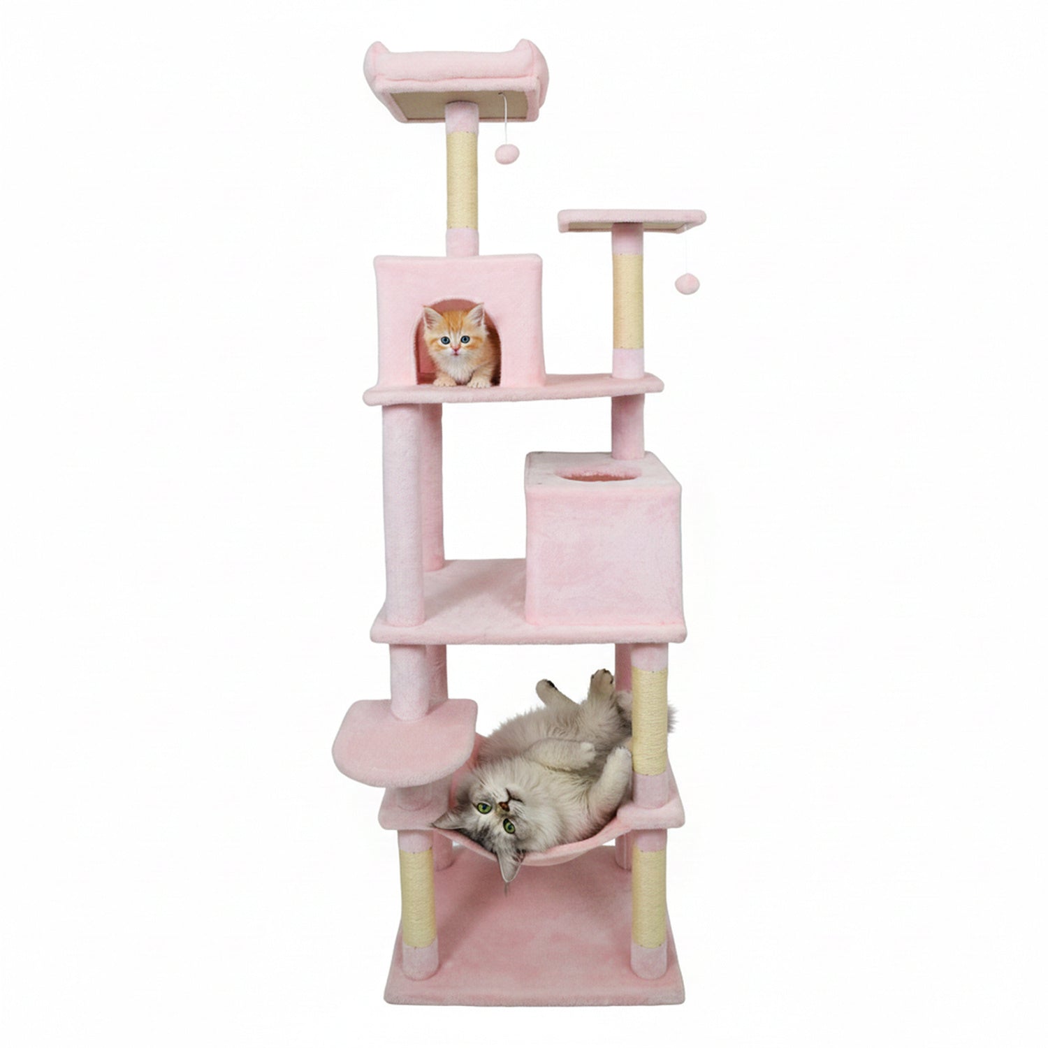 Multi-Level Cat Tree Tower, Upholstered Perch, 2 Condos, Pink Cat Trees Condos & Scratchers at Gallery Canada