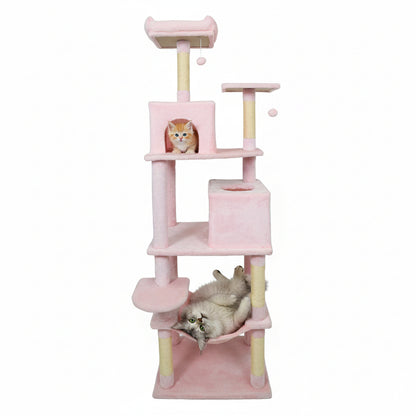 Multi-Level Cat Tree Tower, Upholstered Perch, 2 Condos, Pink Cat Trees Condos & Scratchers at Gallery Canada