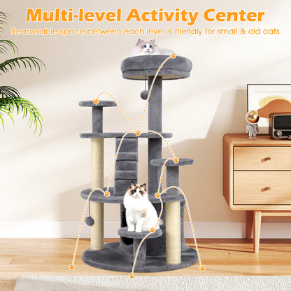 Multi-level Kitty Tower with Condo and Climbing Ladder-GR, Gray