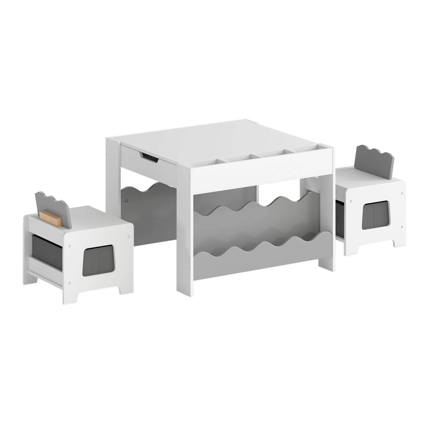 Kids Table And Chairs Set, Double-Sided Tabletop, Gray Kids Table & Chair Sets Gray at Gallery Canada