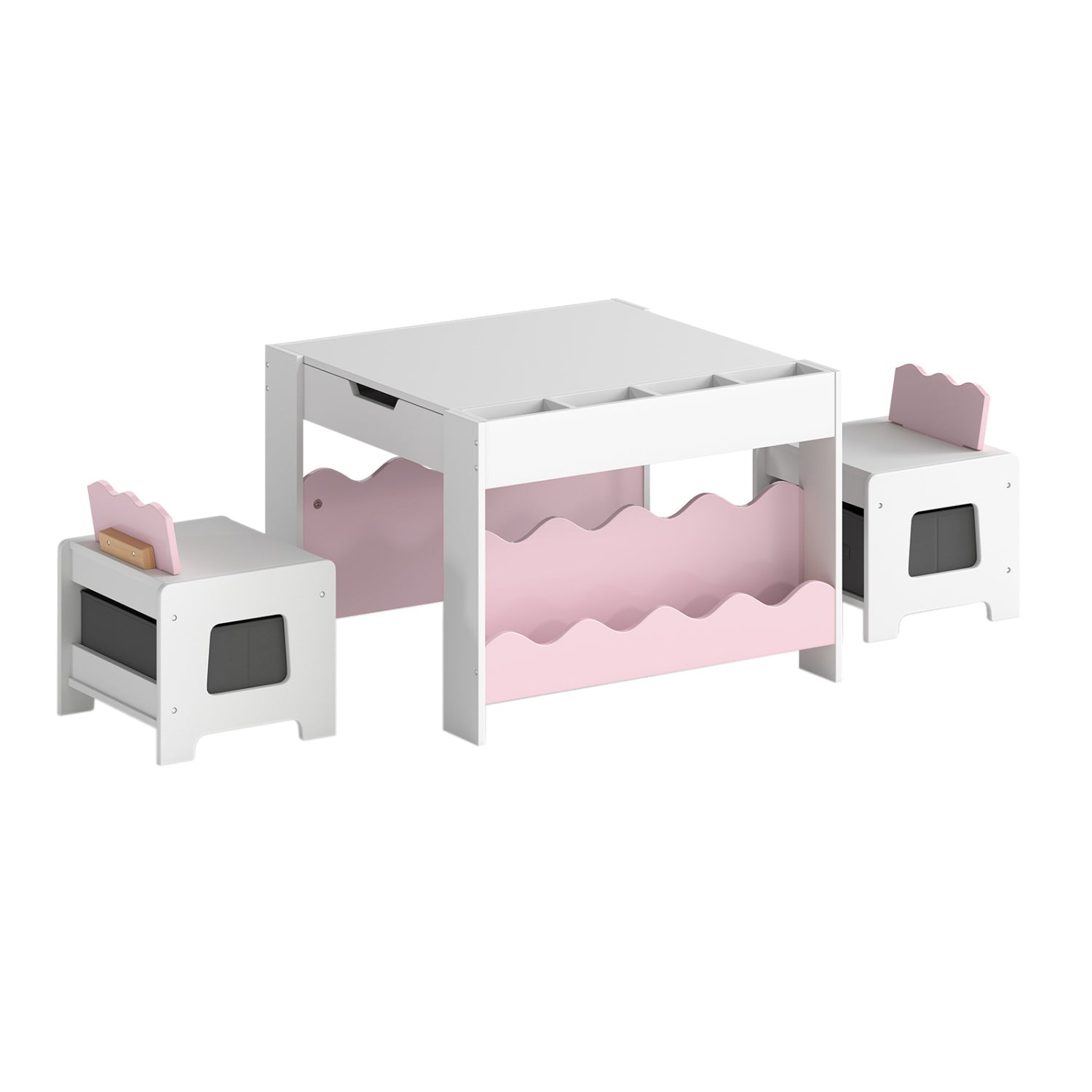 Kids Table And Chairs Set, Double-Sided Tabletop, Pink Kids Table & Chair Sets at Gallery Canada