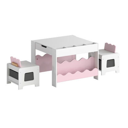 Kids Table And Chairs Set, Double-Sided Tabletop, Pink Kids Table & Chair Sets at Gallery Canada