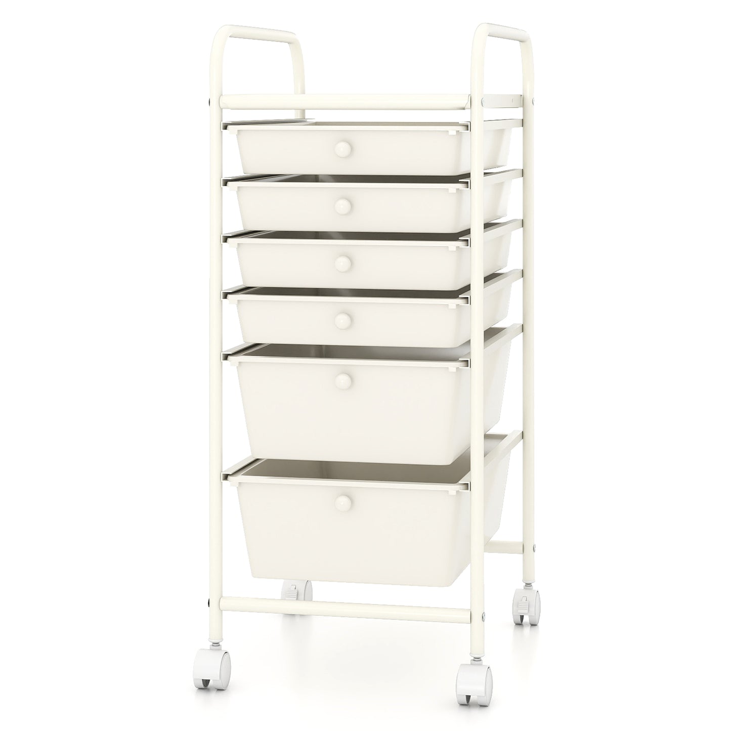 Multifunctional 6 Drawers Rolling Storage Cart Organizer, White