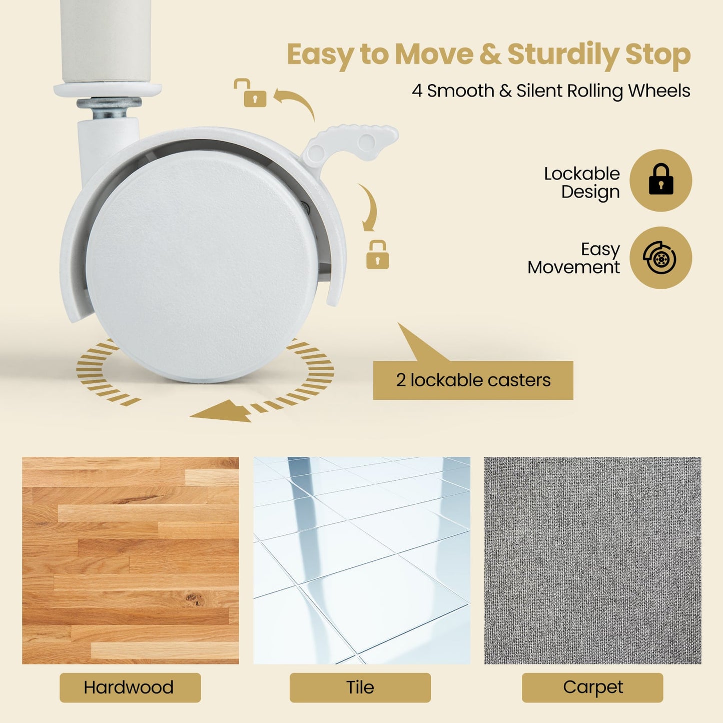 Multifunctional 6 Drawers Rolling Storage Cart Organizer, White