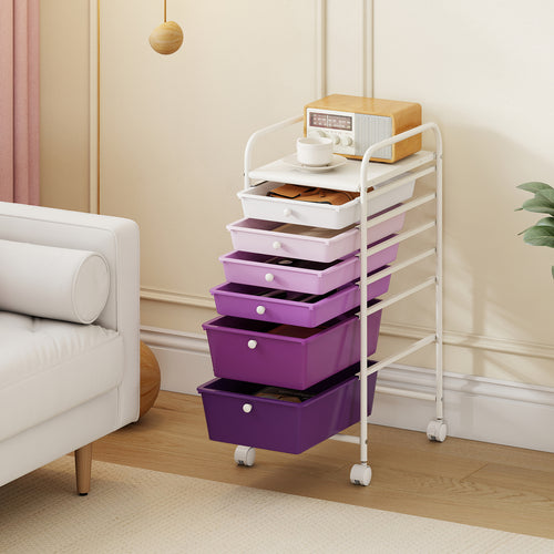 6 Drawers Rolling Storage Cart Organizer, Purple Gradient