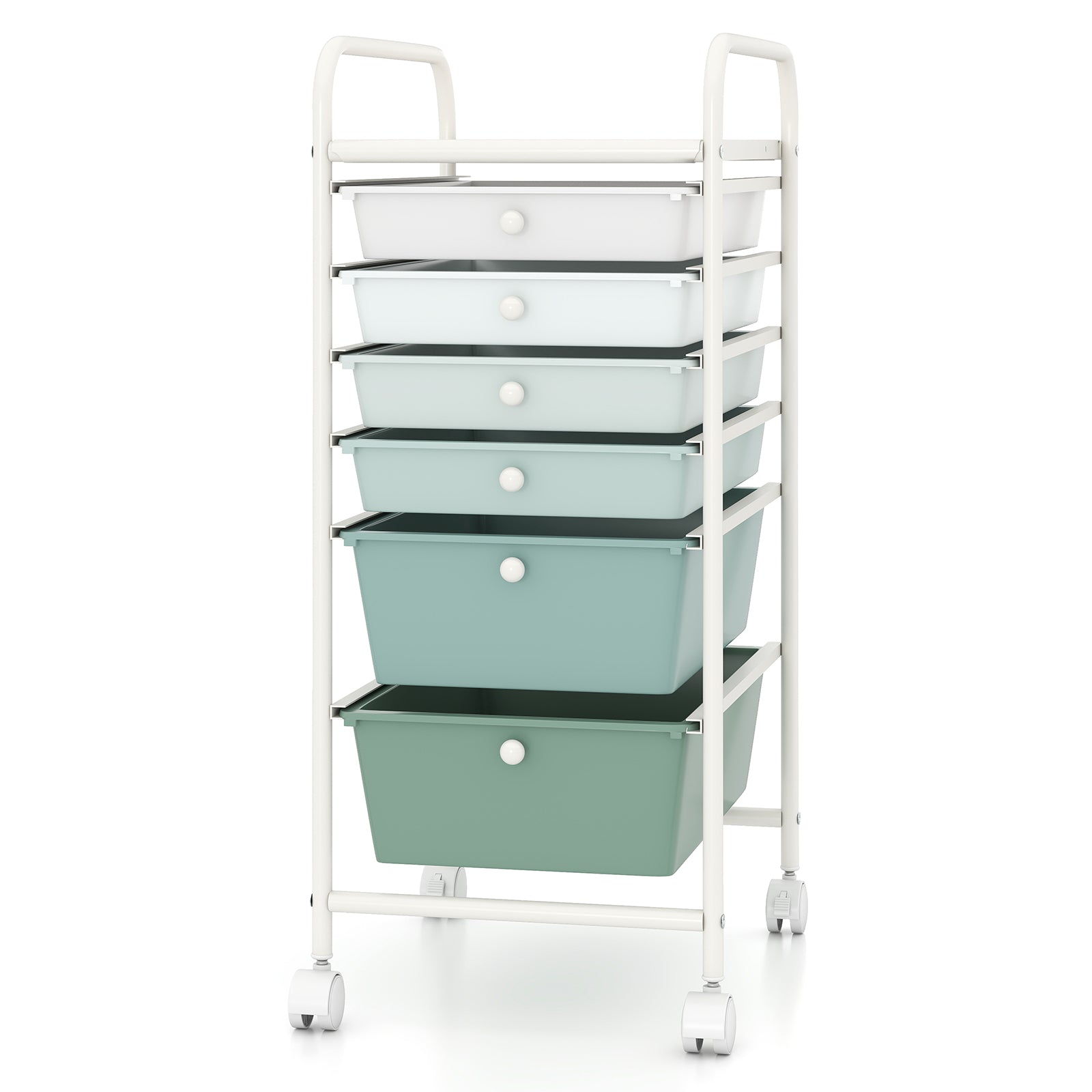 Multifunctional 6 Drawers Rolling Storage Cart Organizer, Green Gradient File Cabinets at Gallery Canada
