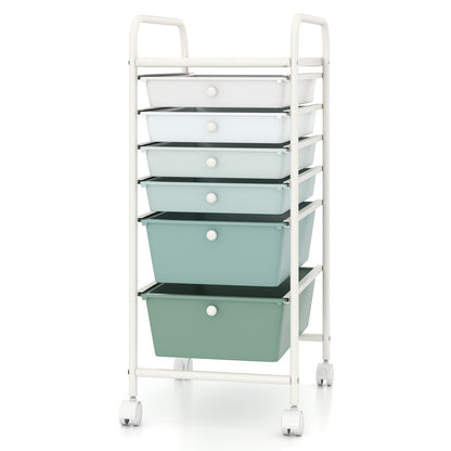Multifunctional 6 Drawers Rolling Storage Cart Organizer, Green Gradient File Cabinets at Gallery Canada