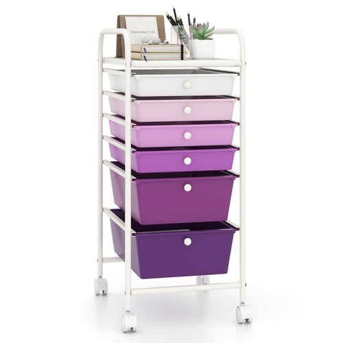 6 Drawers Rolling Storage Cart Organizer, Purple Gradient