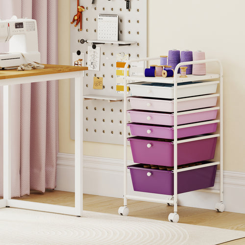 6 Drawers Rolling Storage Cart Organizer, Purple Gradient