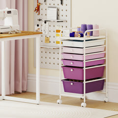 6 Drawers Rolling Storage Cart Organizer, Purple Gradient