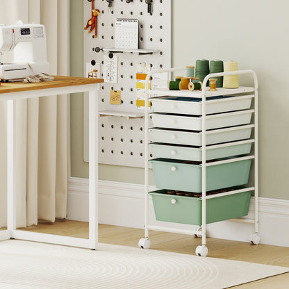 Multifunctional 6 Drawers Rolling Storage Cart Organizer, Green Gradient File Cabinets at Gallery Canada