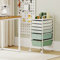 Multifunctional 6 Drawers Rolling Storage Cart Organizer, Green Gradient