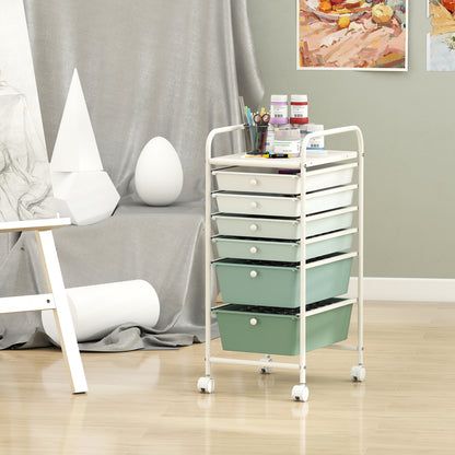 Multifunctional 6 Drawers Rolling Storage Cart Organizer, Green Gradient File Cabinets at Gallery Canada