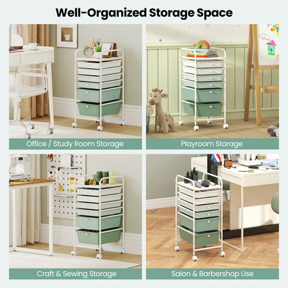 Multifunctional 6 Drawers Rolling Storage Cart Organizer, Green Gradient File Cabinets at Gallery Canada