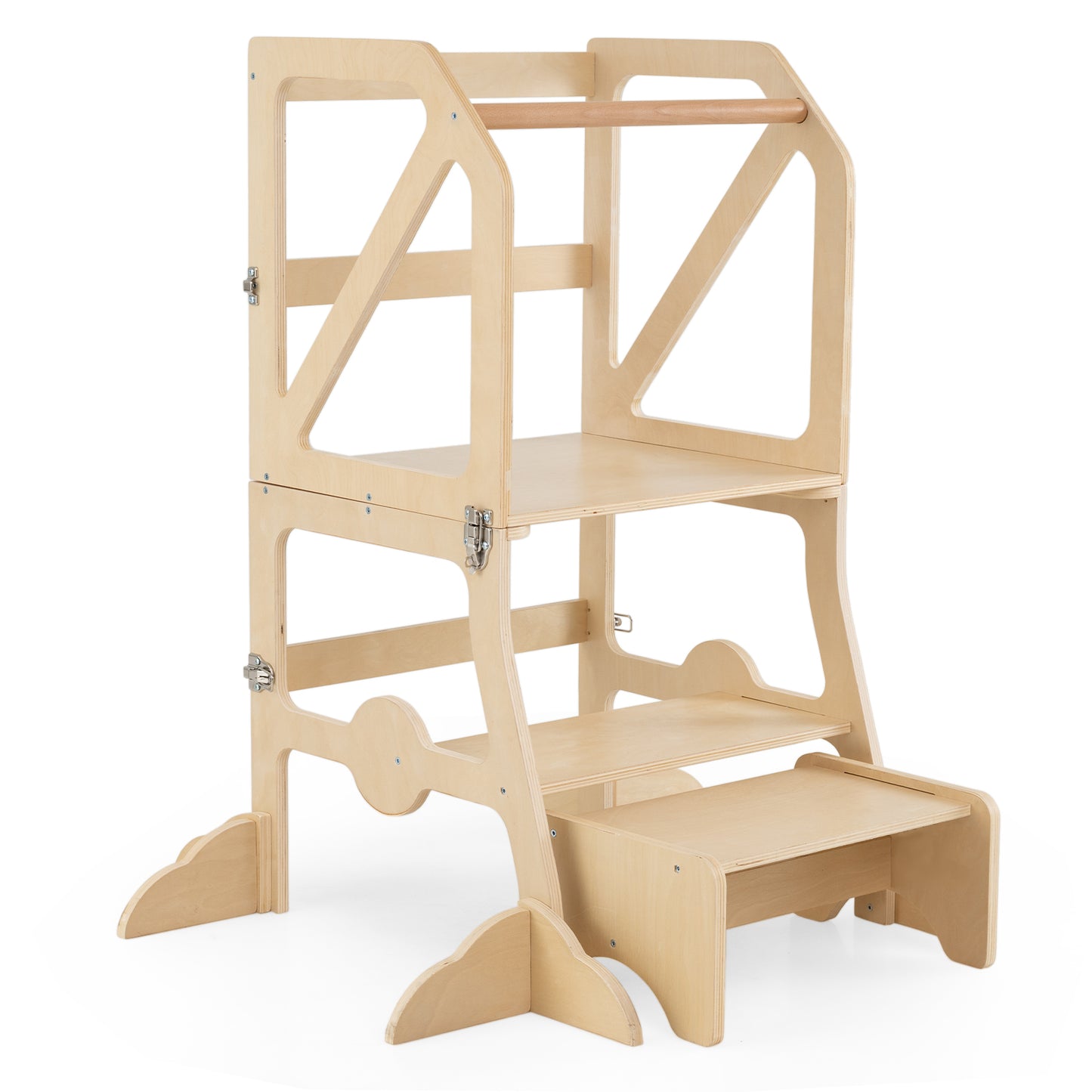 Multifunctional Kids Kitchen Step Stool with Removable Safety Bar and Fixing Buckles Toddler & Kids Furniture Options at Gallery Canada