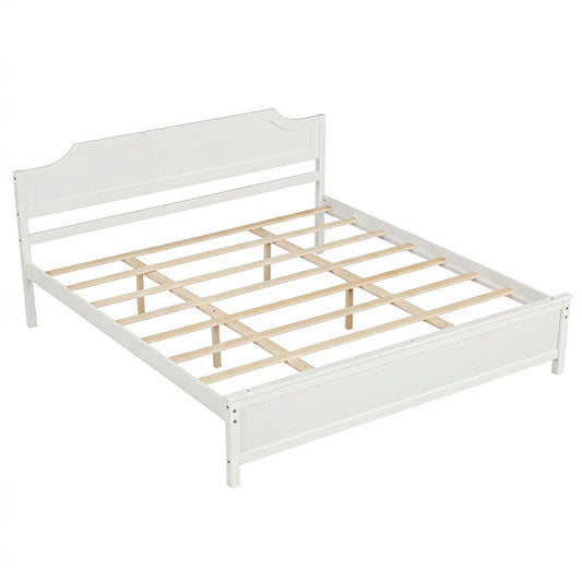 Solid Wood Platform Bed Frame, King Size, White Beds & Bed Frames King at Gallery Canada