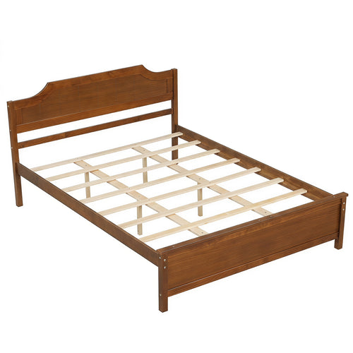 Solid Wood Platform Bed Frame, Queen, Walnut
