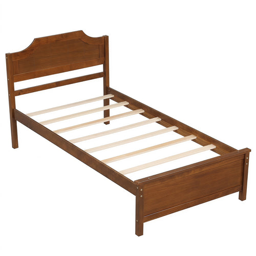 Solid Wood Platform Bed Frame, Twin, Walnut