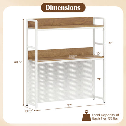 2-Tier Desktop Bookshelf With Pegboard, 32 Inch Monitor, Natural Bookcases at Gallery Canada