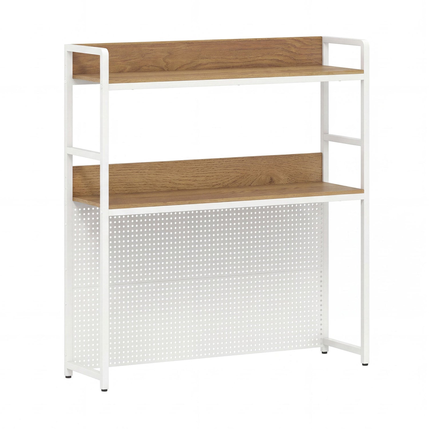 2-Tier Desktop Bookshelf With Pegboard, 32 Inch Monitor, Natural Bookcases at Gallery Canada