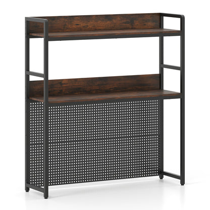 2-Tier Desktop Bookshelf With Pegboard, 32 Inch, Rustic Brown Bookcases Rustic Brown at Gallery Canada