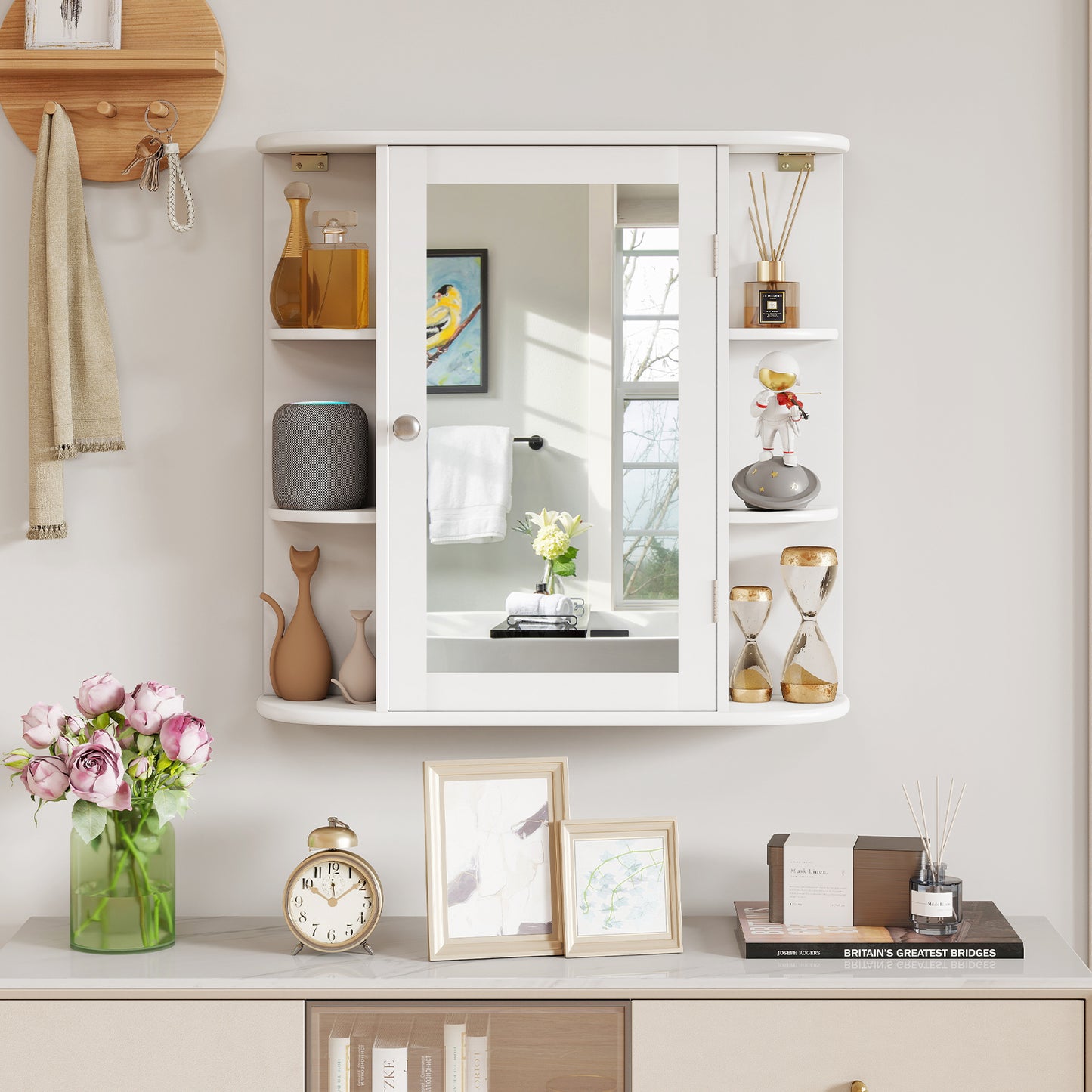 Multipurpose Mount Wall Mirror Bathroom Storage Cabinet, White Wall Cabinets at Gallery Canada