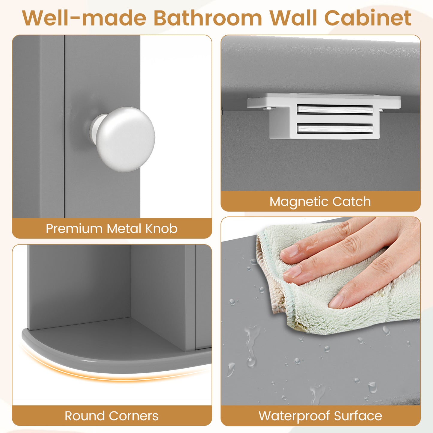 Multipurpose Wall Mount Storage Cabinet With Mirror, Gray Wall Cabinets at Gallery Canada