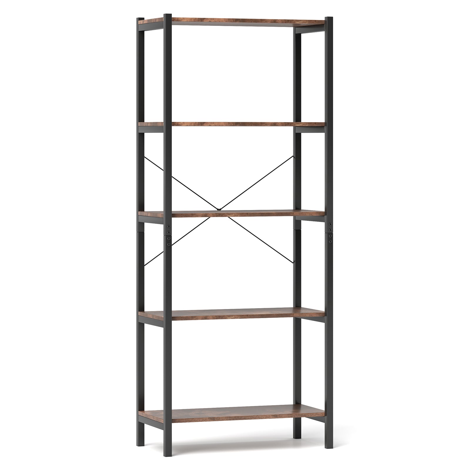 Multipurpose Open Bookcase Industrial Rack Wide Standing Storage Shelf, Brown Bookcases Brown at Gallery Canada