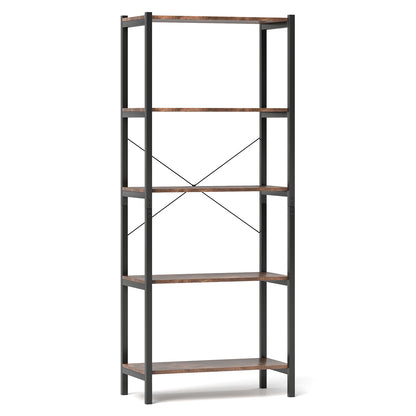 Multipurpose Open Bookcase Industrial Rack Wide Standing Storage Shelf, Brown Bookcases Brown at Gallery Canada
