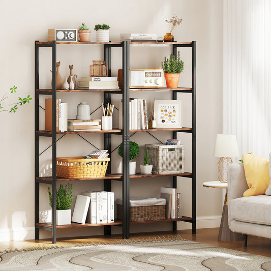 Multipurpose Open Bookcase Industrial Rack Wide Standing Storage Shelf, Brown Bookcases Brown at Gallery Canada