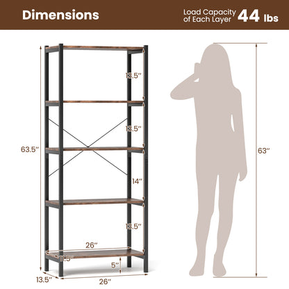 Multipurpose Open Bookcase Industrial Rack Wide Standing Storage Shelf, Brown Bookcases at Gallery Canada
