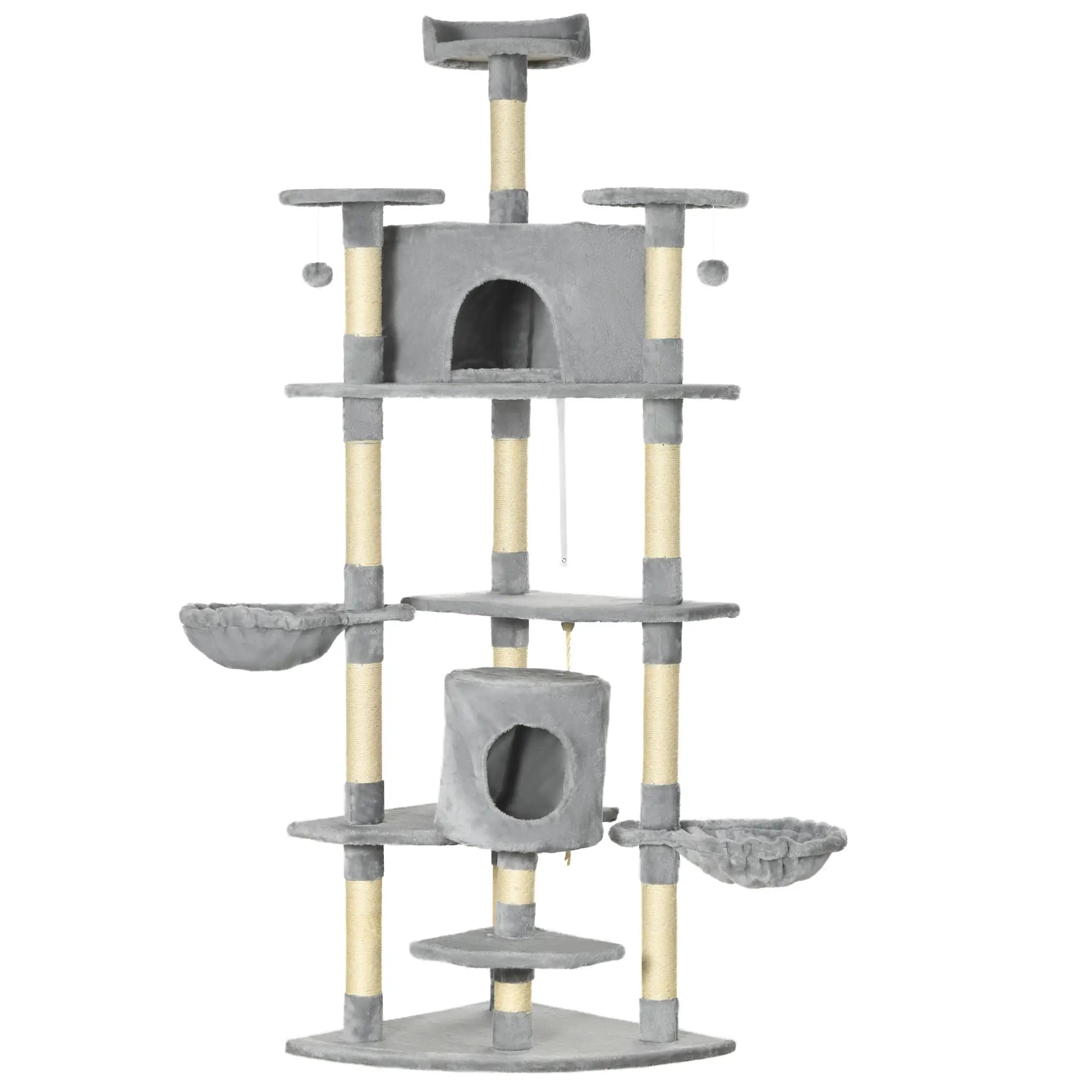 79 Cat Tree, Multi-Level with Two Condos, Scratching Posts, Hammocks, Dark Gray Floor to Ceiling Cat Trees at Gallery Canada