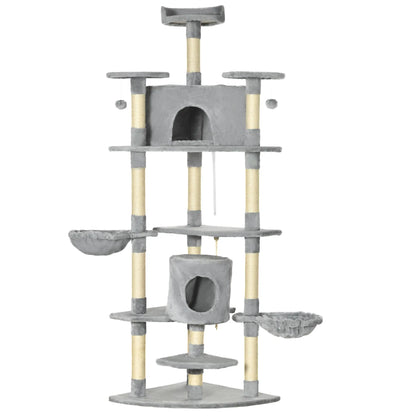 79 Cat Tree, Multi-Level with Two Condos, Scratching Posts, Hammocks, Dark Gray Floor to Ceiling Cat Trees at Gallery Canada