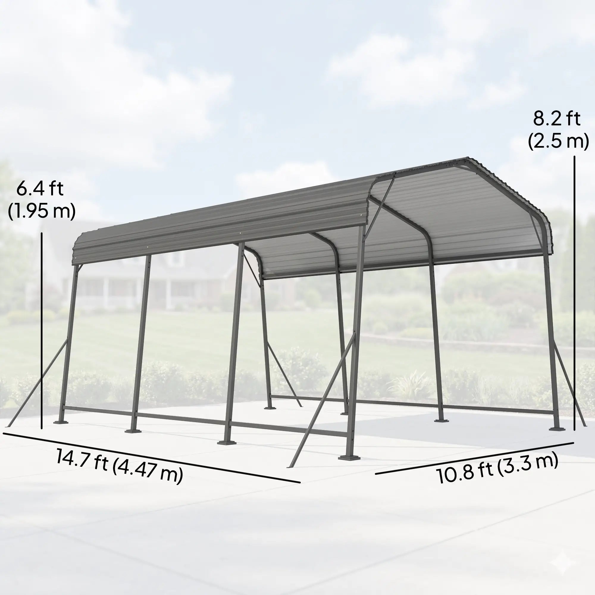 11 x 15FT Metal Carport, Heavy-Duty Canopy With Reinforced Frame, Dark Grey Car Shelters at Gallery Canada