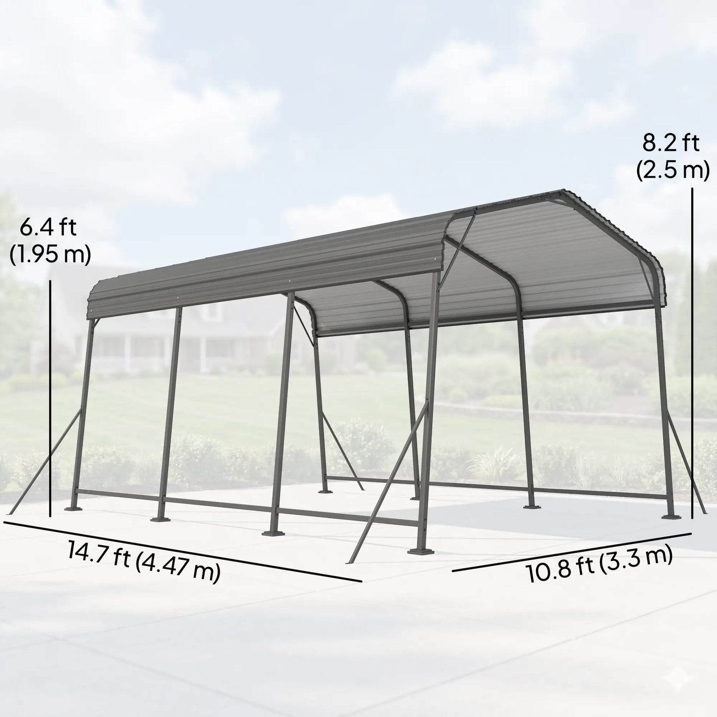 11 x 15FT Metal Carport, Heavy-Duty Canopy With Reinforced Frame, Dark Grey Car Shelters at Gallery Canada