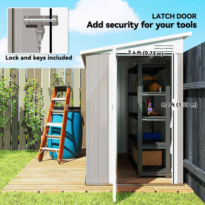 4' x 8' Outdoor Storage Shed, Metal Tool Shed, Lockable Door, Light Grey Sheds at Gallery Canada