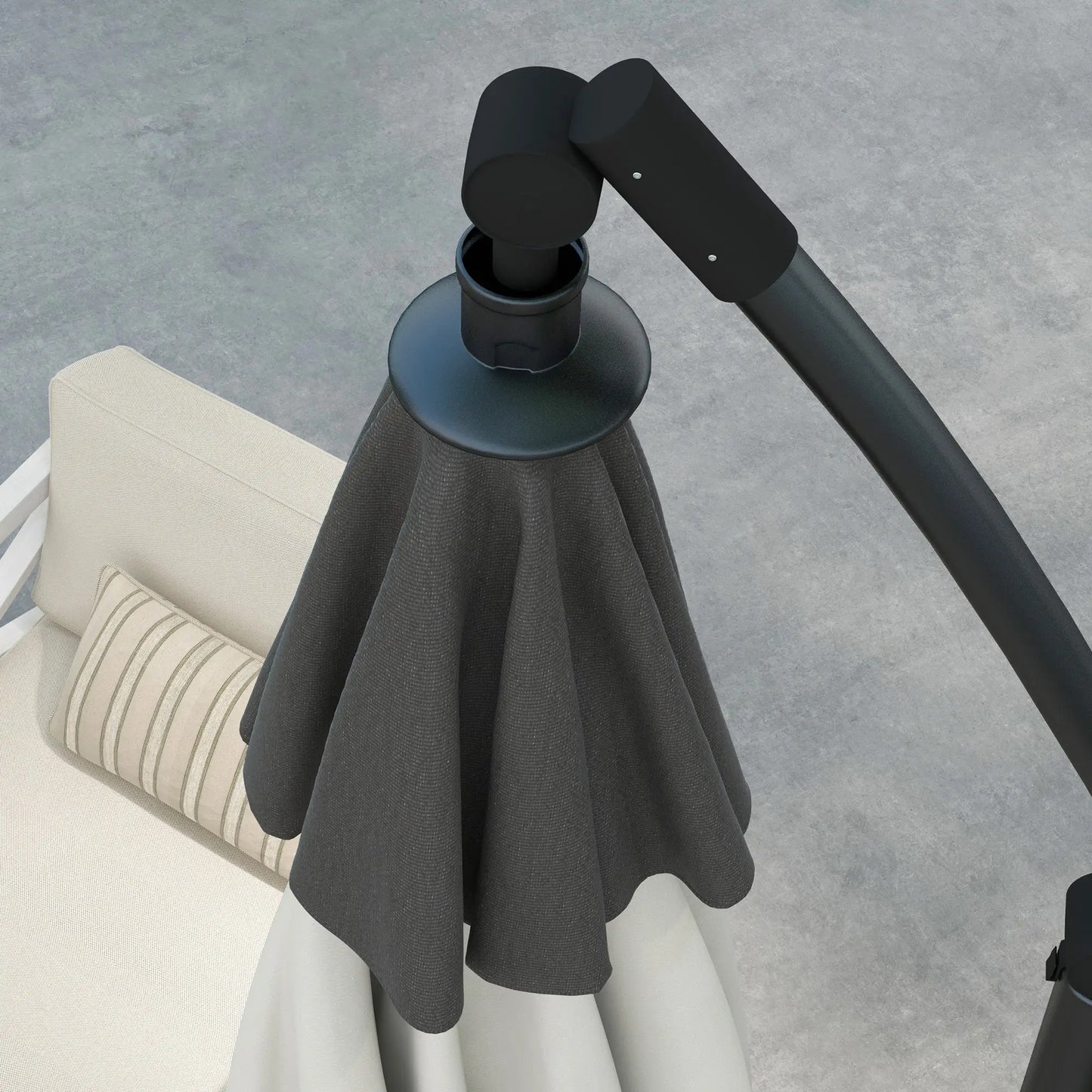 10 FT Cantilever Umbrella, Round Hanging Offset with Crank, Tilt, Grey Cantilever Umbrellas at Gallery Canada