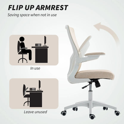 Ergonomic Office Chair, Swivel Desk Chair, Adjustable Lumbar Support, Flip-up Armrests, Wheels, Beige Task Chairs at Gallery Canada