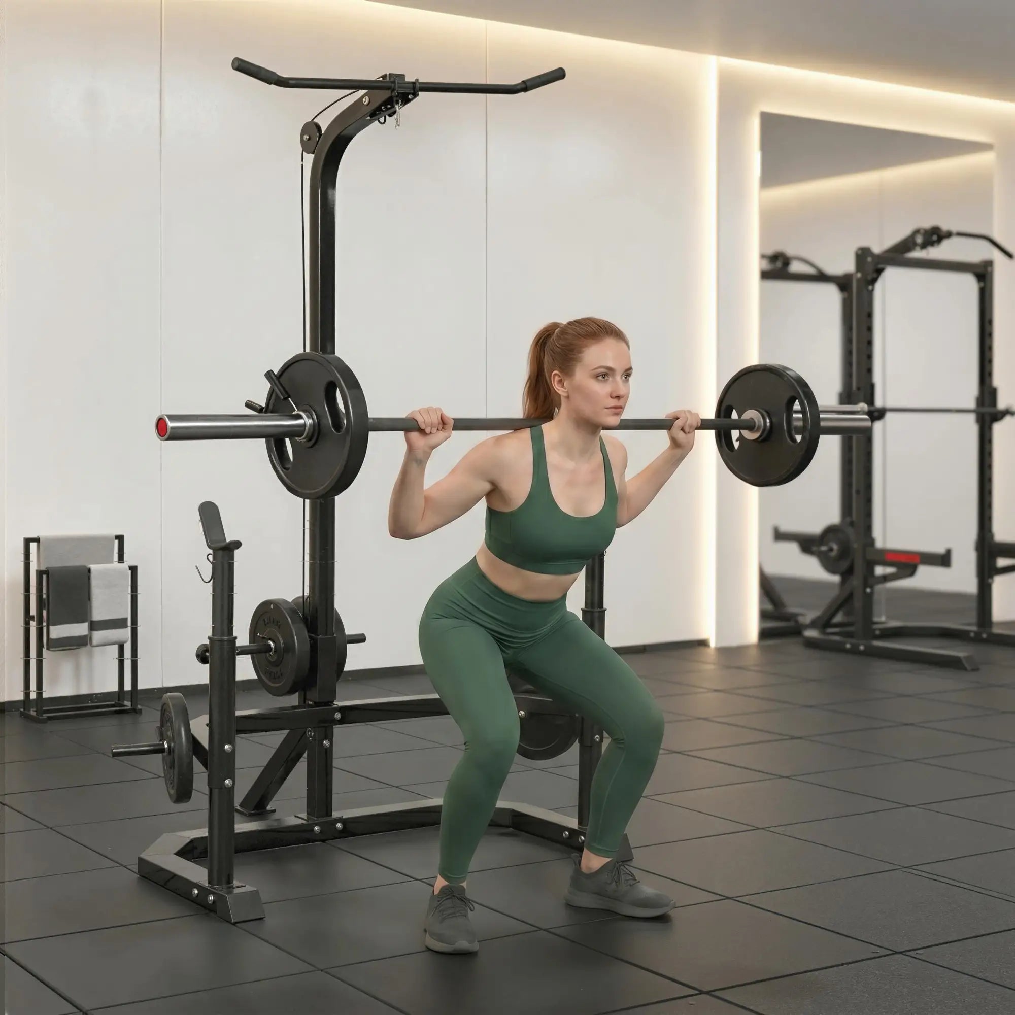 Cable Machine, Multi-Function Bench Press Rack, Lat-Pull Down System, Black Power Towers at Gallery Canada