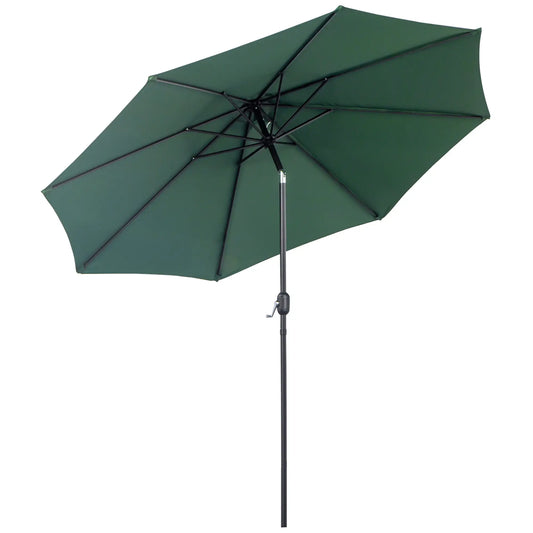 10' x 8' Round Market Umbrella, Crank Handle, Tilt, Green Sun Umbrellas Green, Black at Gallery Canada